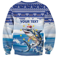 Personalized Cape Verde Football Christmas Sweatshirt Feliz Natal Tubaroes Azuis - Wonder Print Shop