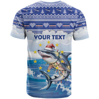 Personalized Cape Verde Football Christmas T Shirt Feliz Natal Tubaroes Azuis - Wonder Print Shop