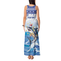 Personalized Cape Verde Football Christmas Tank Maxi Dress Feliz Natal Tubaroes Azuis - Wonder Print Shop