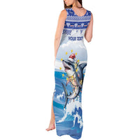 Personalized Cape Verde Football Christmas Tank Maxi Dress Feliz Natal Tubaroes Azuis - Wonder Print Shop