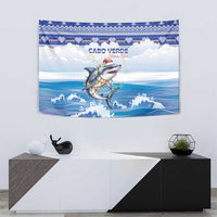 Cape Verde Football Christmas Tapestry Feliz Natal Tubaroes Azuis - Wonder Print Shop