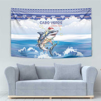 Cape Verde Football Christmas Tapestry Feliz Natal Tubaroes Azuis - Wonder Print Shop