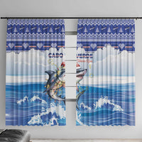 Cape Verde Football Christmas Window Curtain Feliz Natal Tubaroes Azuis - Wonder Print Shop