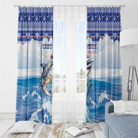 Cape Verde Football Christmas Window Curtain Feliz Natal Tubaroes Azuis - Wonder Print Shop