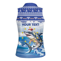 Personalized Cape Verde Football Christmas Women Sleeveless Polo Shirt Feliz Natal Tubaroes Azuis - Wonder Print Shop