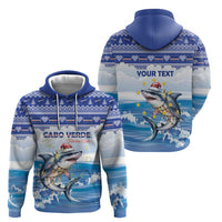 Personalized Cape Verde Football Christmas Zip Hoodie Feliz Natal Tubaroes Azuis - Wonder Print Shop