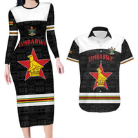 Custom Hockey Zimbabwe Couples Matching Long Sleeve Bodycon Dress and Hawaiian Shirt Go Champions - Wonder Print Shop