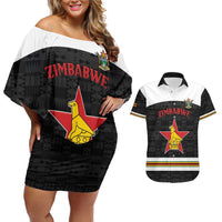 Custom Hockey Zimbabwe Couples Matching Off Shoulder Short Dress and Hawaiian Shirt Go Champions - Wonder Print Shop