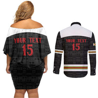Custom Hockey Zimbabwe Couples Matching Off Shoulder Short Dress and Long Sleeve Button Shirt Go Champions - Wonder Print Shop