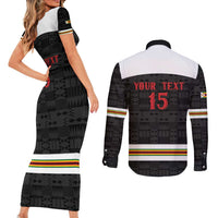 Custom Hockey Zimbabwe Couples Matching Short Sleeve Bodycon Dress and Long Sleeve Button Shirt Go Champions - Wonder Print Shop