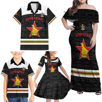 Custom Hockey Zimbabwe Family Matching Off Shoulder Maxi Dress and Hawaiian Shirt Go Champions - Wonder Print Shop