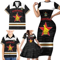 Custom Hockey Zimbabwe Family Matching Short Sleeve Bodycon Dress and Hawaiian Shirt Go Champions - Wonder Print Shop