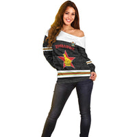 Custom Hockey Zimbabwe Off Shoulder Sweater Go Champions - Wonder Print Shop