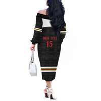 Custom Hockey Zimbabwe Off The Shoulder Long Sleeve Dress Go Champions - Wonder Print Shop