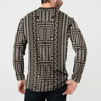 Mali Mud Cloth Button Sweatshirt Bogolanfini Pattern - Wonder Print Shop