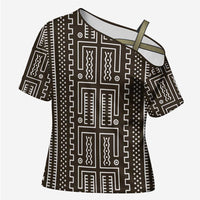 Mali Mud Cloth Cross Shoulder Shirt Bogolanfini Pattern - Wonder Print Shop