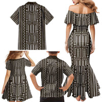 Mali Mud Cloth Family Matching Mermaid Dress and Hawaiian Shirt Bogolanfini Pattern - Wonder Print Shop