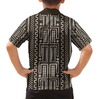 Mali Mud Cloth Family Matching Off Shoulder Short Dress and Hawaiian Shirt Bogolanfini Pattern - Wonder Print Shop