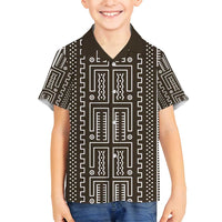 Mali Mud Cloth Family Matching Off Shoulder Short Dress and Hawaiian Shirt Bogolanfini Pattern - Wonder Print Shop