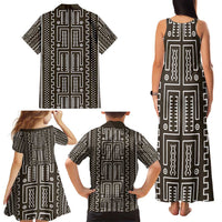 Mali Mud Cloth Family Matching Tank Maxi Dress and Hawaiian Shirt Bogolanfini Pattern - Wonder Print Shop