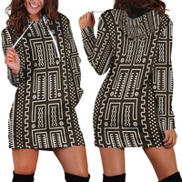 Mali Mud Cloth Hoodie Dress Bogolanfini Pattern - Wonder Print Shop