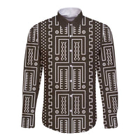 Mali Mud Cloth Long Sleeve Button Shirt Bogolanfini Pattern - Wonder Print Shop