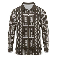 Mali Mud Cloth Long Sleeve Polo Shirt Bogolanfini Pattern - Wonder Print Shop