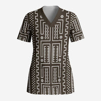 Mali Mud Cloth Scrub Top Bogolanfini Pattern - Wonder Print Shop
