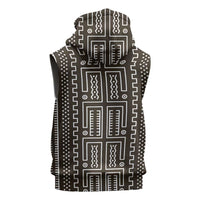 Mali Mud Cloth Sleeveless Hoodie Bogolanfini Pattern - Wonder Print Shop