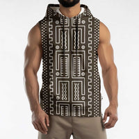 Mali Mud Cloth Sleeveless Hoodie Bogolanfini Pattern - Wonder Print Shop