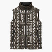 Mali Mud Cloth Sleeveless Puffer Jacket Bogolanfini Pattern - Wonder Print Shop