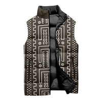 Mali Mud Cloth Sleeveless Puffer Jacket Bogolanfini Pattern - Wonder Print Shop