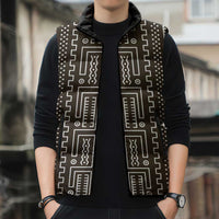 Mali Mud Cloth Sleeveless Puffer Jacket Bogolanfini Pattern - Wonder Print Shop