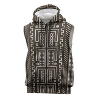 Mali Mud Cloth Sleeveless Zip Hoodie Bogolanfini Pattern - Wonder Print Shop