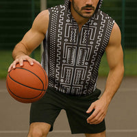 Mali Mud Cloth Sleeveless Zip Hoodie Bogolanfini Pattern - Wonder Print Shop
