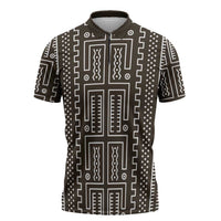 Mali Mud Cloth Zipper Polo Shirt Bogolanfini Pattern - Wonder Print Shop