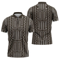 Mali Mud Cloth Zipper Polo Shirt Bogolanfini Pattern - Wonder Print Shop