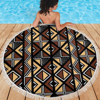 Mali Mud Cloth Legacy Pattern Beach Blanket Ethnic Geometry Style - Wonder Print Shop