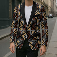 Mali Mud Cloth Legacy Pattern Blazer Ethnic Geometry Style - Wonder Print Shop
