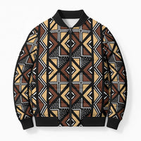 Mali Mud Cloth Legacy Pattern Bomber Puffer Jacket Ethnic Geometry Style - Wonder Print Shop
