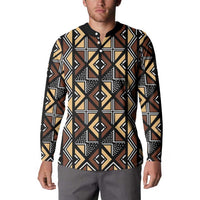 Mali Mud Cloth Legacy Pattern Button Sweatshirt Ethnic Geometry Style - Wonder Print Shop