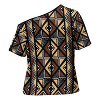 Mali Mud Cloth Legacy Pattern Cross Shoulder Shirt Ethnic Geometry Style - Wonder Print Shop