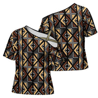 Mali Mud Cloth Legacy Pattern Cross Shoulder Shirt Ethnic Geometry Style - Wonder Print Shop