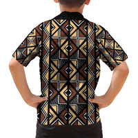 Mali Mud Cloth Legacy Pattern Family Matching Long Sleeve Bodycon Dress and Hawaiian Shirt Ethnic Geometry Style - Wonder Print Shop