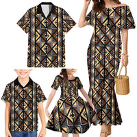 Mali Mud Cloth Legacy Pattern Family Matching Mermaid Dress and Hawaiian Shirt Ethnic Geometry Style - Wonder Print Shop