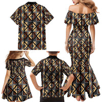 Mali Mud Cloth Legacy Pattern Family Matching Mermaid Dress and Hawaiian Shirt Ethnic Geometry Style - Wonder Print Shop