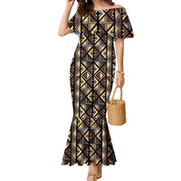 Mali Mud Cloth Legacy Pattern Family Matching Mermaid Dress and Hawaiian Shirt Ethnic Geometry Style - Wonder Print Shop
