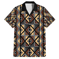Mali Mud Cloth Legacy Pattern Family Matching Off The Shoulder Long Sleeve Dress and Hawaiian Shirt Ethnic Geometry Style - Wonder Print Shop