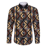 Mali Mud Cloth Legacy Pattern Family Matching Off The Shoulder Long Sleeve Dress and Hawaiian Shirt Ethnic Geometry Style - Wonder Print Shop