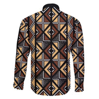 Mali Mud Cloth Legacy Pattern Family Matching Off The Shoulder Long Sleeve Dress and Hawaiian Shirt Ethnic Geometry Style - Wonder Print Shop